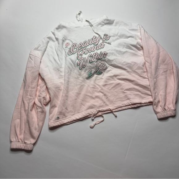 Beauty Is Found Within XL Women's Disney Crop Sweatshirt Ombre Belle Pink NEW - Picture 7 of 12